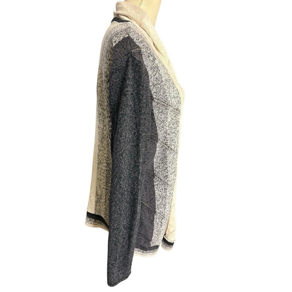 Natural Reflections Open Drape Knit Cotton Beige Black Boho Cardigan Sz M - Picture 6 of 9